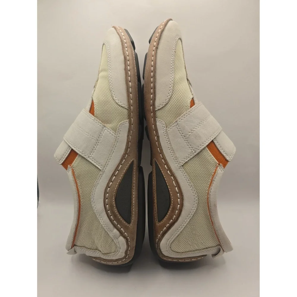 Cole Haan Mens Driving Shoes Size 9.5M White Leather With Orange